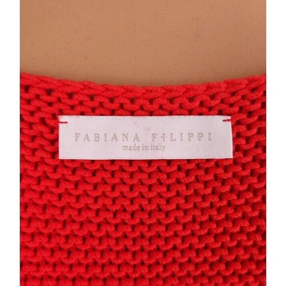 Fabiana Filippi Monili Jewel Sweater 44 M Red Crew Neck - Picture 9 of 11